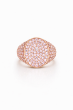 Load image into Gallery viewer, Oval Pavé Pink Sapphire Signet Ring