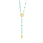 Load image into Gallery viewer, Allah Diamond Rosary Necklace in 18kt Yellow Gold & Turquoise