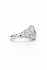Load image into Gallery viewer, Octavia Baguette Pavé Signet Ring – White Gold