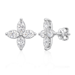 Load image into Gallery viewer, Diamond Flower Stud Earrings