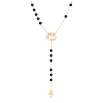 Load image into Gallery viewer, Allah Diamond Rosary Necklace in 18kt Yellow Gold & Black Onyx Beads