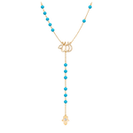 Load image into Gallery viewer, Allah Diamond Rosary Necklace in 18kt Yellow Gold & Turquoise