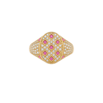 Load image into Gallery viewer, Victoria Oval Pavé Sapphire Signet Ring – Yellow Gold