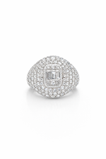 Load image into Gallery viewer, Octavia Baguette Pavé Signet Ring – White Gold