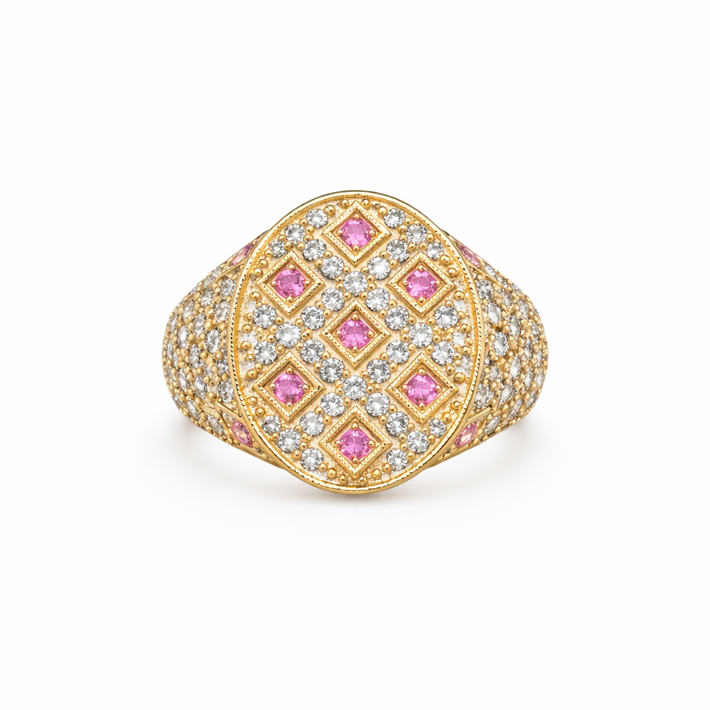 Colored Pink sapphire Signet Ring