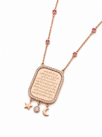 Load image into Gallery viewer, Ayat Al Kursi Necklace - Natural Diamonds &amp; Pink Sapphires  - Rose Gold