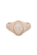 Load image into Gallery viewer, Marquise Pavé signet ring Rose Gold