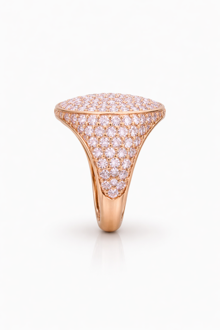 Oval Pavé Pink Sapphire Signet Ring