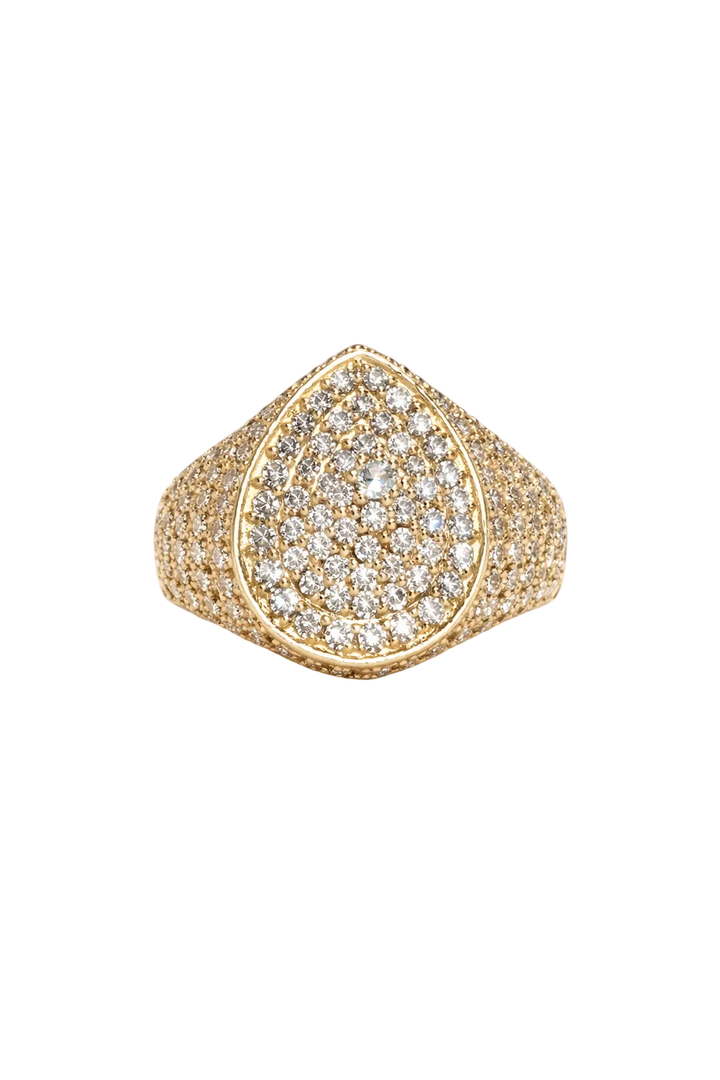 Isadora Pear Pavé Signet Ring – Yellow Gold