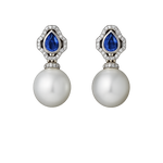 Load image into Gallery viewer, Pearl &amp; Sapphire Earrings