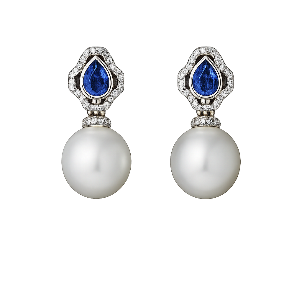 Pearl & Sapphire Earrings