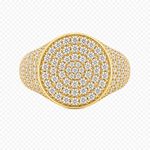 Load image into Gallery viewer, Althéa S Pavé Signet Ring – Yellow Gold