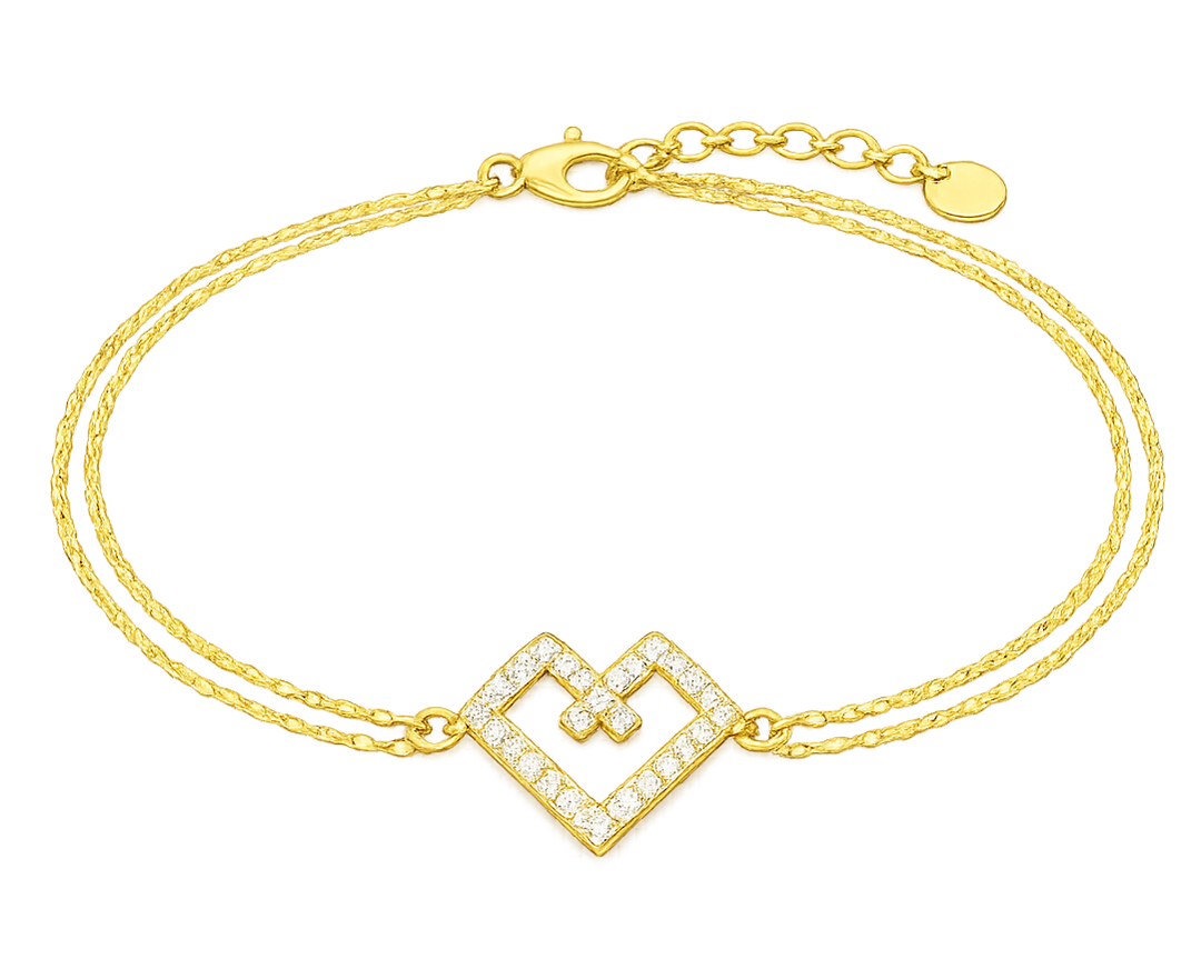 Geometric Heart Diamond Bracelet in 18kt Yellow Gold