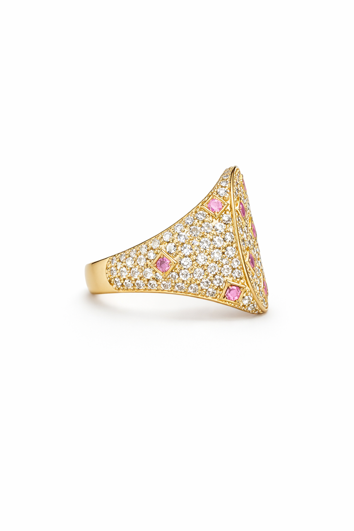 Colored Pink sapphire Signet Ring