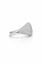 Octavia Baguette Pavé Signet Ring – White Gold