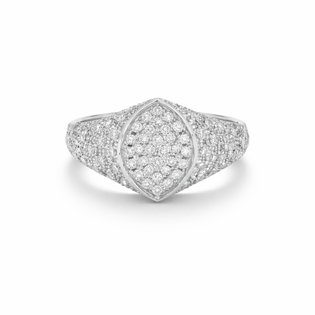 Marquise Pavé signet ring