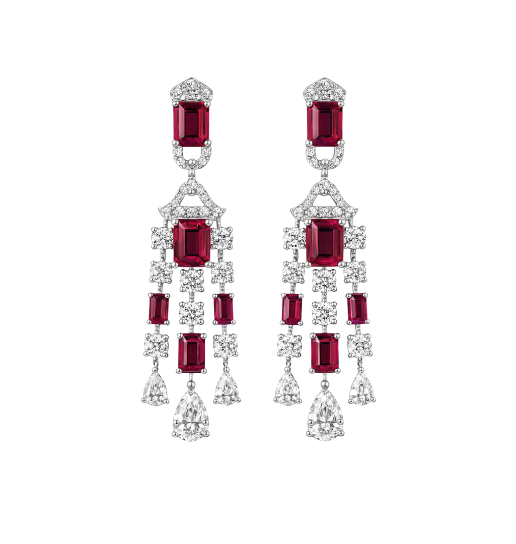 Ruby & Diamond Drop Earrings
