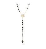 Load image into Gallery viewer, Allah Diamond Rosary Necklace in 18kt Yellow Gold &amp; Black Onyx Beads