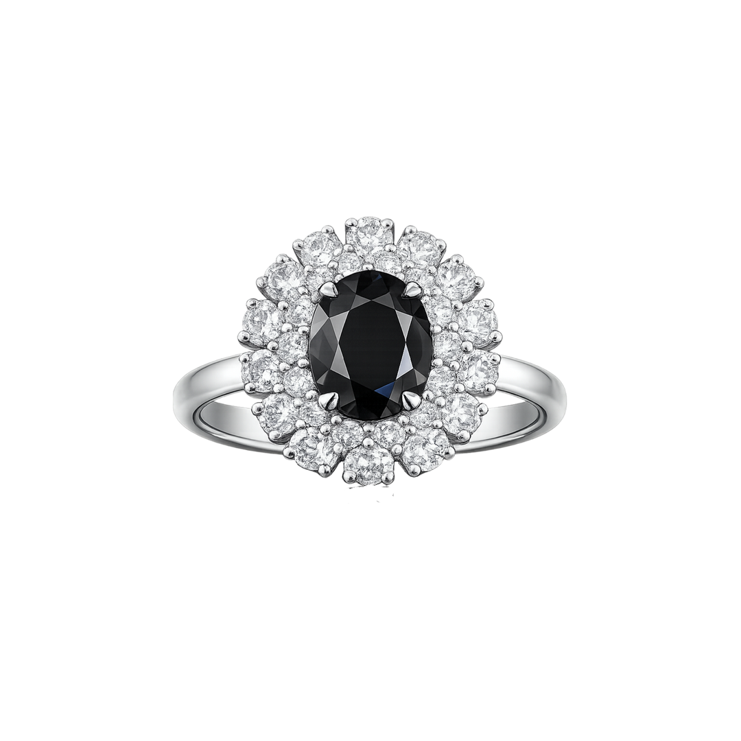 Black Diamond Marguerite Ring