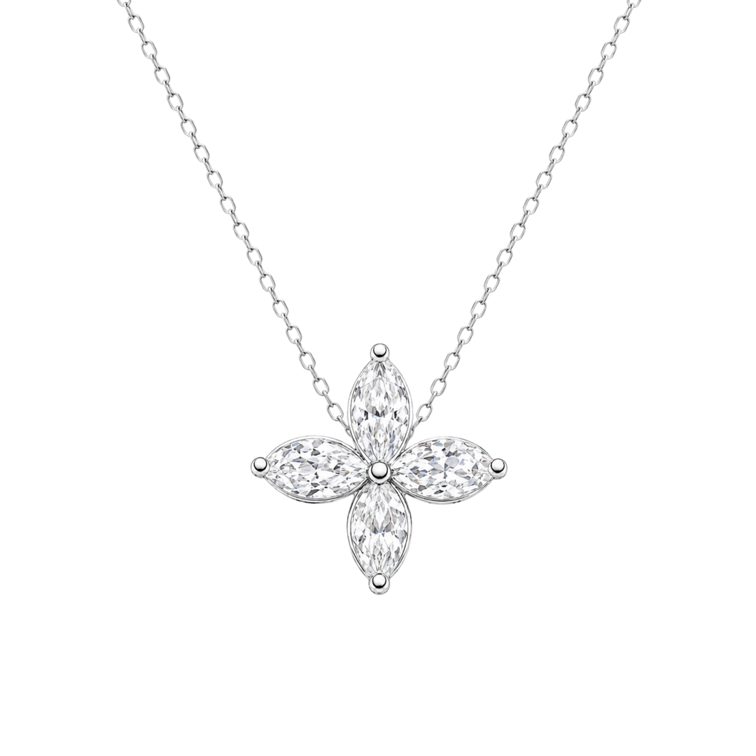 Diamond Flower Stud Necklace