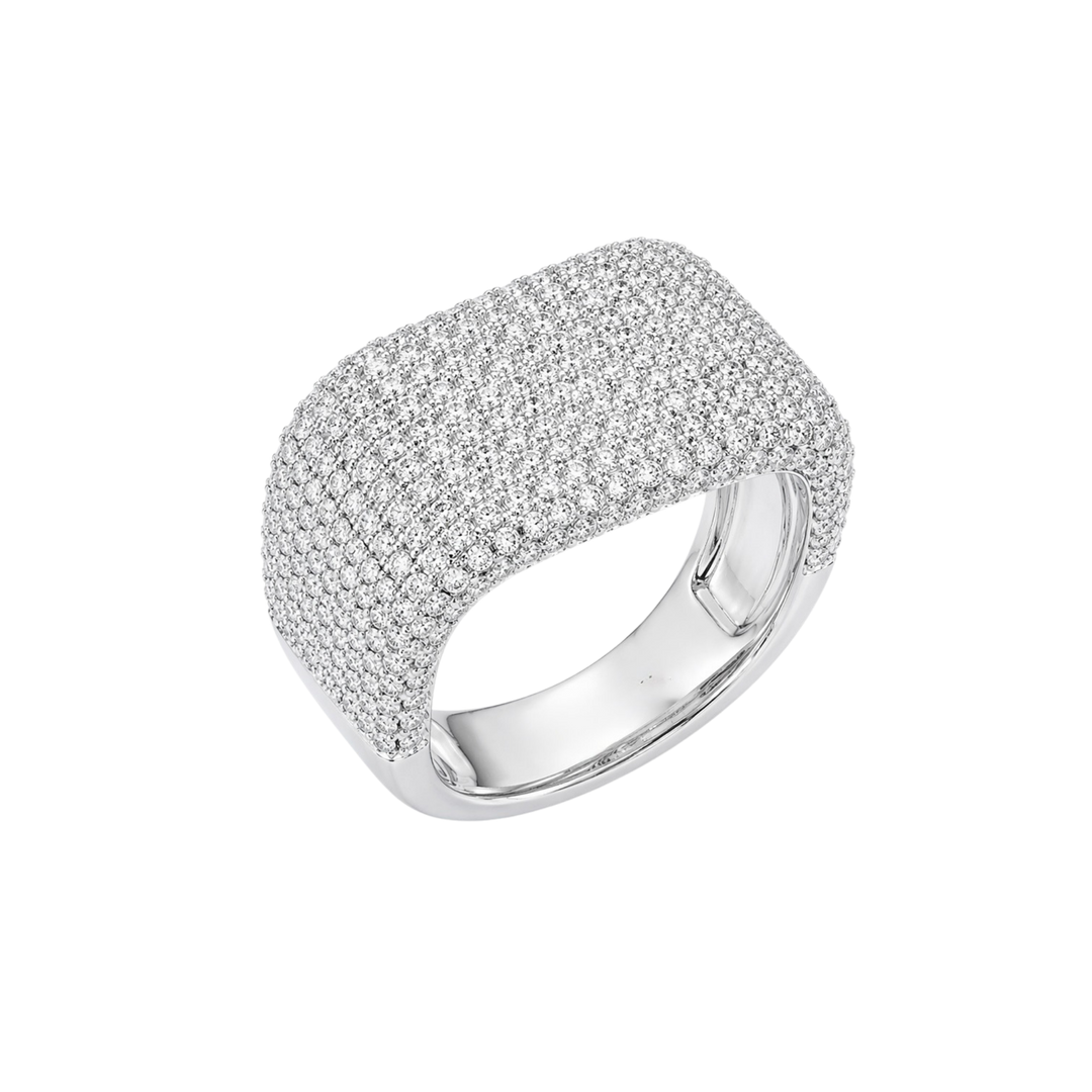 Squared Pavé Dome Ring