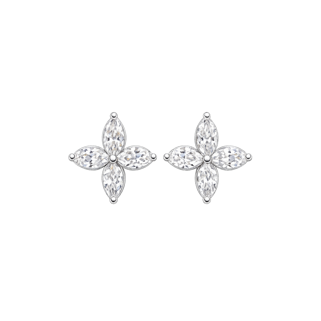 Diamond Flower Stud Earrings