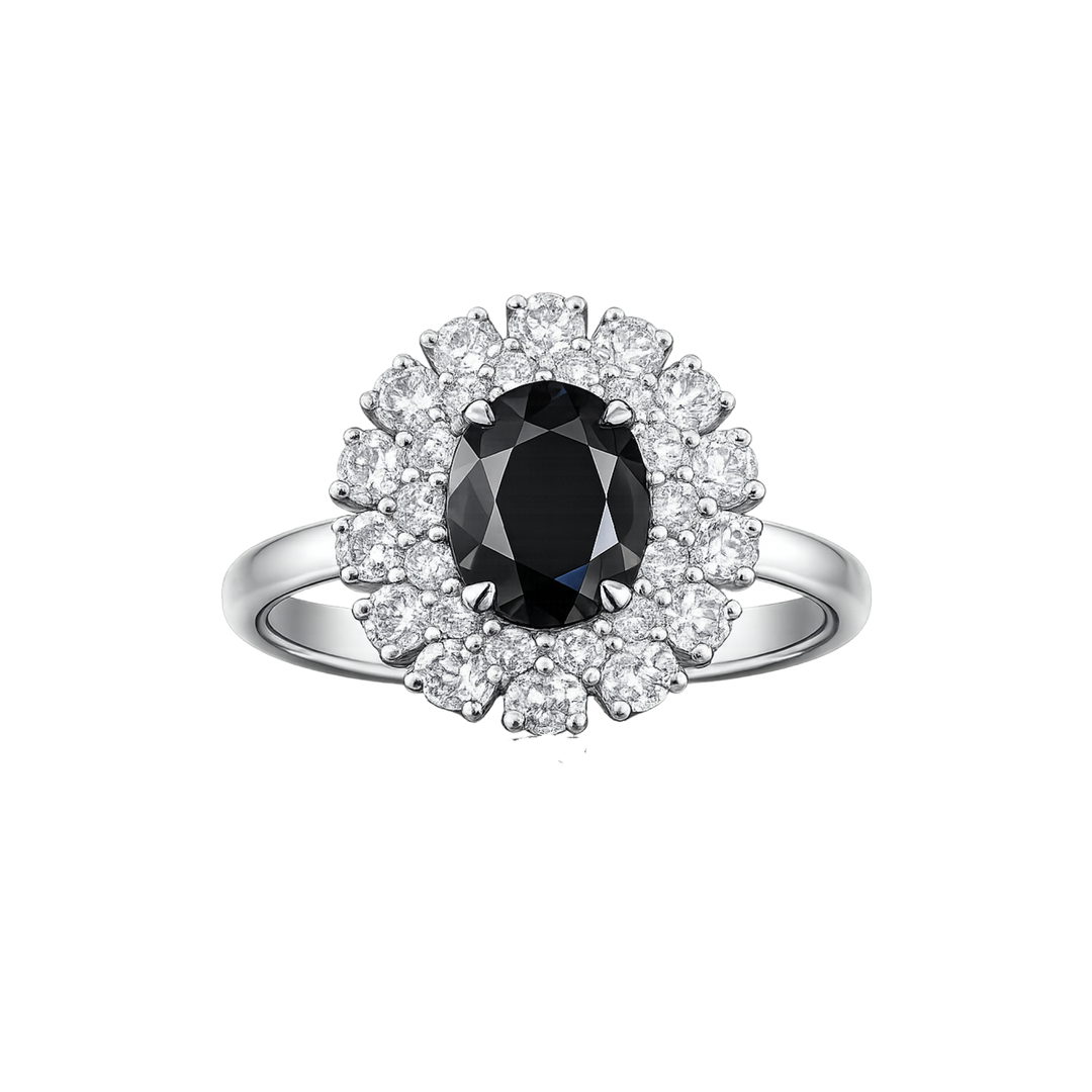 Black Diamond Marguerite Ring