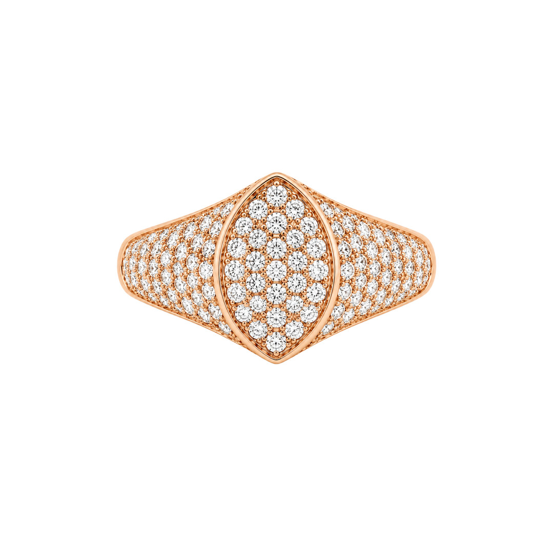 Marquise Pavé signet ring Rose Gold