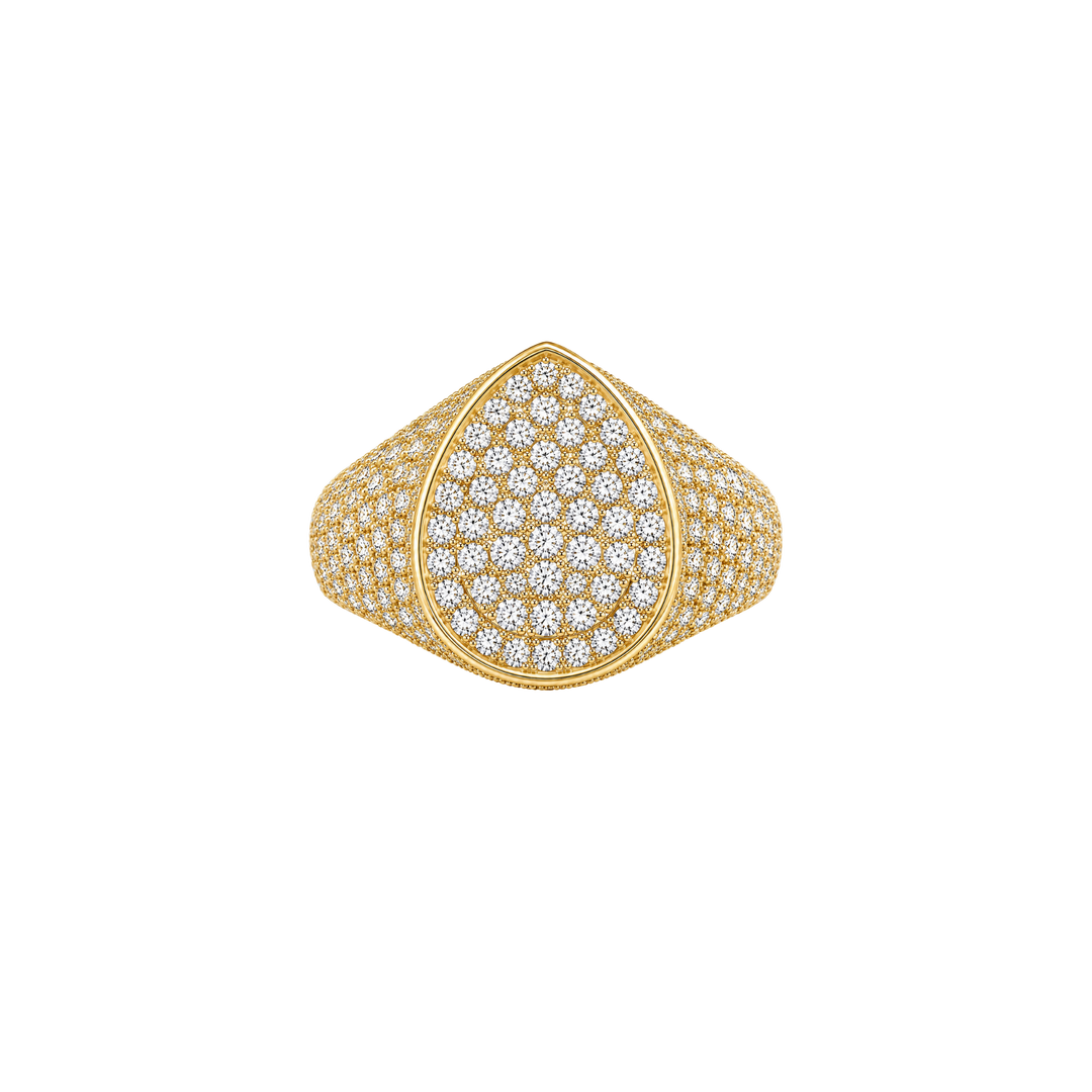 Isadora Pear Pavé Signet Ring – Yellow Gold
