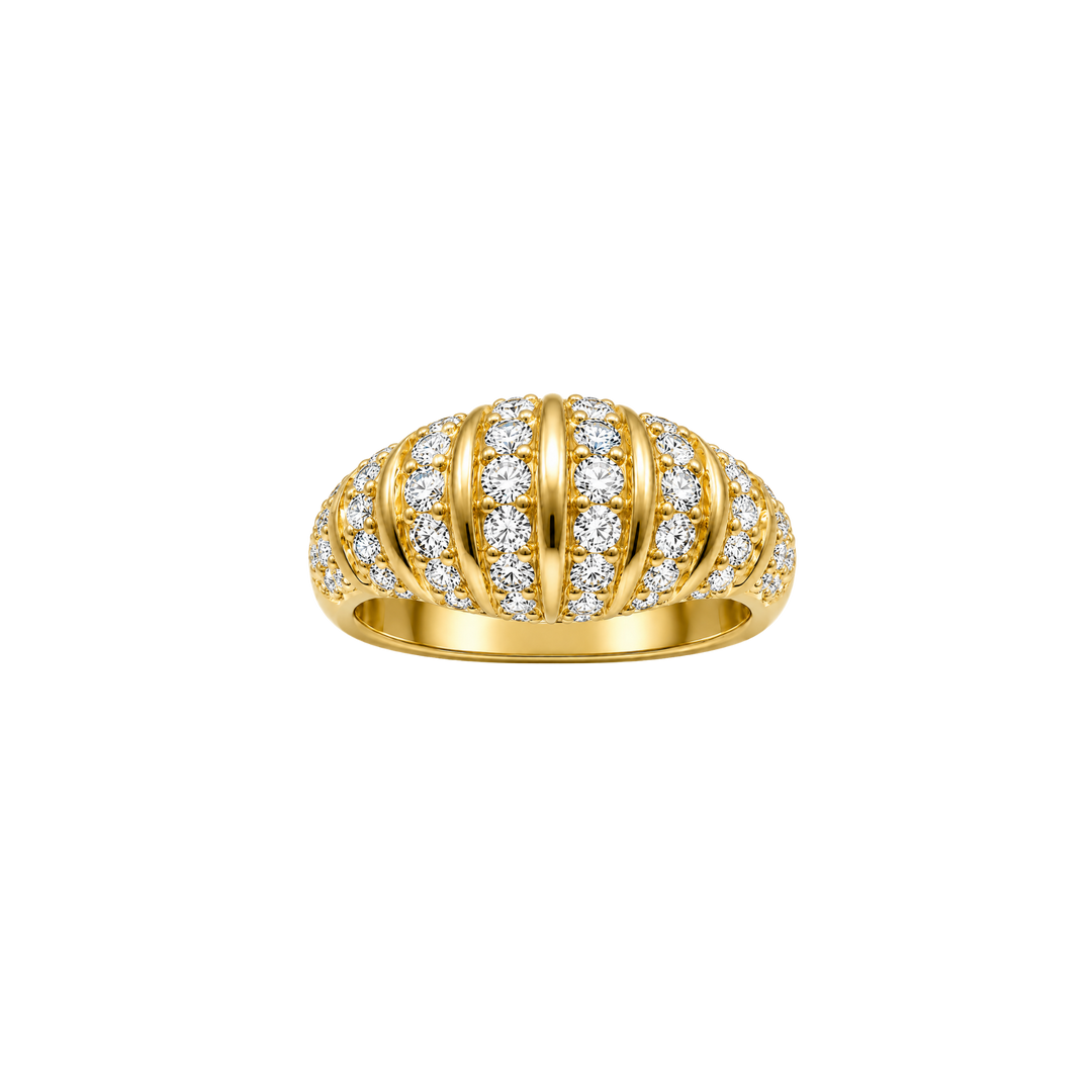 Valéria Ribbed Signet Ring - Yellow Gold