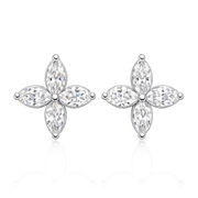 Diamond Flower Stud Earrings