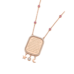 Load image into Gallery viewer, Ayat Al Kursi Necklace - Natural Diamonds &amp; Pink Sapphires  - Rose Gold