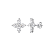 Diamond Flower Stud Earrings