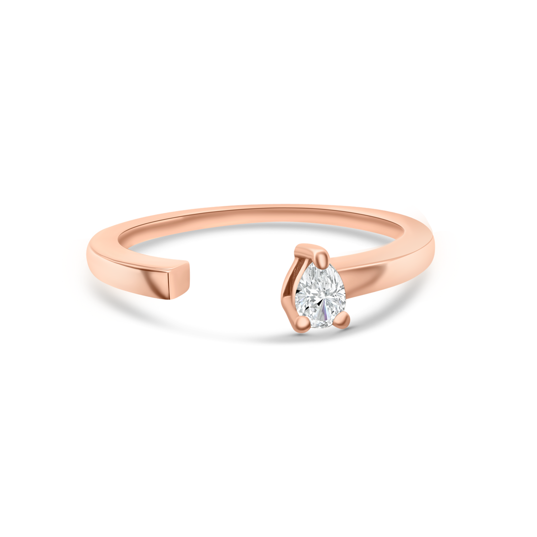 One Stone Pear Ring – Rose Gold & Diamond