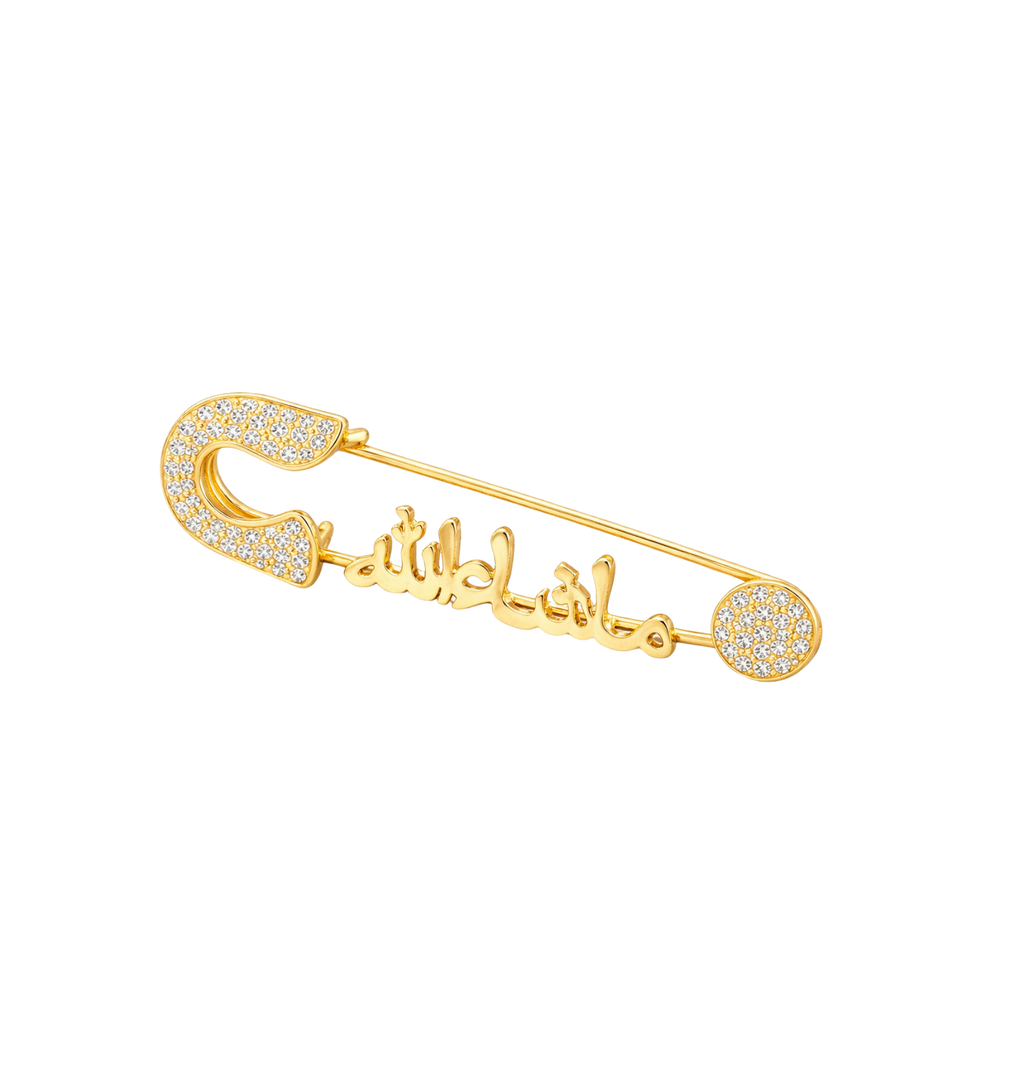 Mashallah Diamond Pin in 18kt Yellow Gold