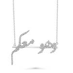 Load image into Gallery viewer, "وَهُوَ مَعَكُمْ" Necklace – White Gold &amp; Diamonds